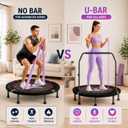 K KENSONE 40" Mini Flodable Spring Rebounder Trampoline for Adults, Small Exercise Trampoline for Indoor Workout and Fitness, Purple Resistance Band Included, Max Load 330 LBS