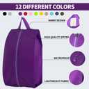 6pcs Portable Shoe Organizer, Travel Pouches with Zipper, Golf Shoe Bags, Clothes Bags, Soccer Cleats Bag Shoe Pouch for Gym, Waterproof, Odor-Resistant (Purple)