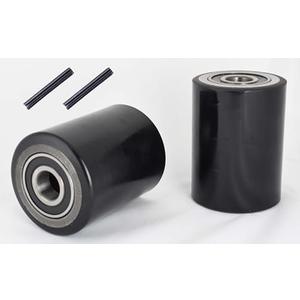 Pallet Jack/Truck Load Wheels Set (2 pcs) 3" x 3.75" with Bearings ID 20mm Poly Tread Black Pallet Jack/Truck Load Wheels Set (2 pcs) 3" x 3.75" with Bearings ID 20mm Poly Tread Black