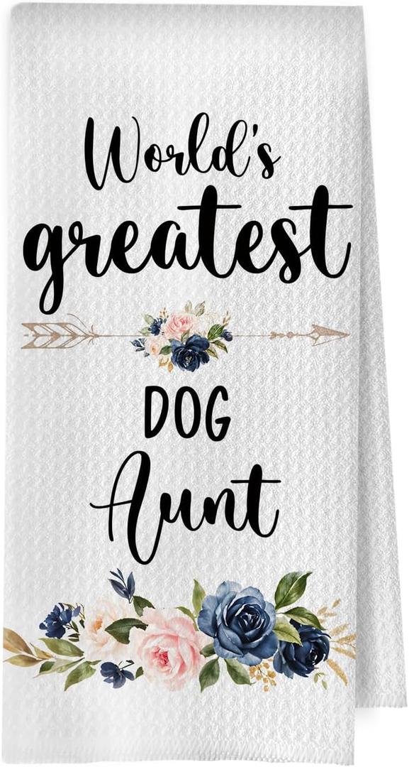 Dog Aunt Kitchen Towels - Dog Aunt Gifts Waffle Weave Dish Towels, Aunt Hand Tea Towel, 1624 Inches