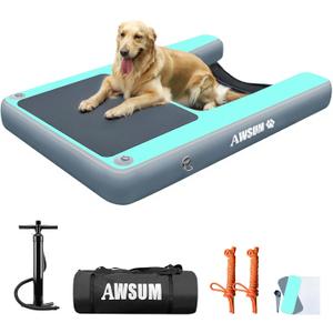 AWSUM Dog Boat Ramp Extra Large Inflatable Water Pool Float Floating Ramps for Dogs Up to 180LBS On Water Ladder Steps for Pools, Lakes, Boats, Docks