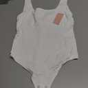 FeelinGirl Bodysuits for Women Seamless Square Neck Tummy Control Compression Thong Shapewear Bodysuit Tank Tops Bodysuit (White, M)