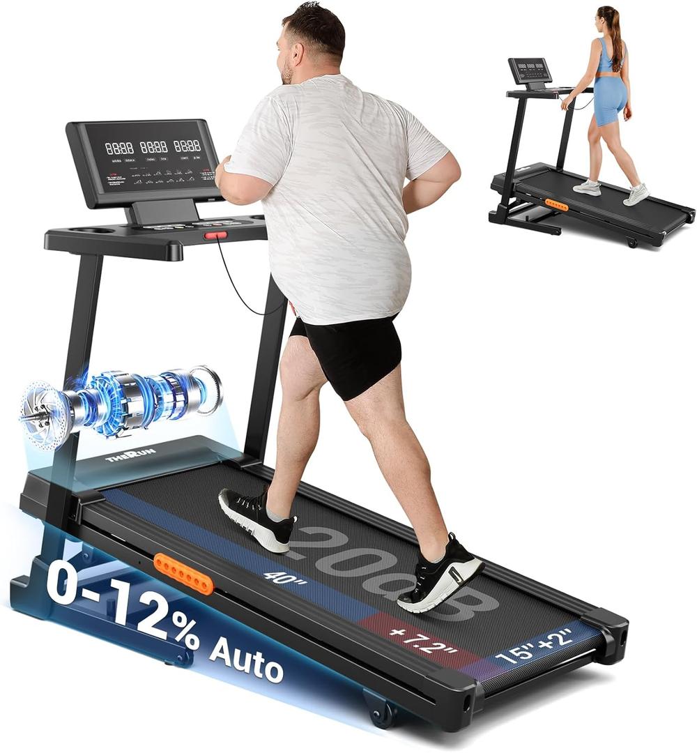 Treadmill 0%-15% Incline, Runing Treadmills for Home, 3.0HP Treadmill with Incline, 0.5-9.0 MPH Foldable Treadmill with Pulse Sensors, LED Display