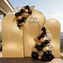 Gold Shimmer Arch Backdrop Cover Set of 3 (7.2,6.6,6ft),Glitter Spandex Fitted Chiara Cover with Zipper,Thick Sequin Soft Stretchy for Wedding Birthday Baby Shower Graduation Party Photo Backdrop