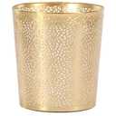 CosmoLiving by Cosmopolitan Metal Small Waste Bin with Laser Carved Floral Design, 9" x 9" x 10", Gold