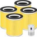 B-D02L Pet Allergy Replacement Filter for MOOKA & KOIOS B-D02L Air Purifi-er, for VEWIOR B-D02U Air Purifi-er,3-in-1 H13 True HEPA with Activated Carbon Filter,4 Pack,Yellow