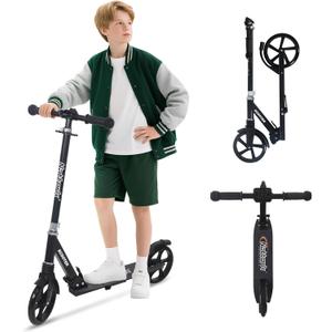Nattork Kick Scooter for Kids 6+ Years Teens Adults - 220LB Weight Capacity, Front Shock Absorber and Adjustable Handlebar - Smooth Ride with 8" Sturdy Wheels, Ideal for Outdoor Sports (Navy Blue)