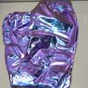 Perfashion Metallic Cargo Pants for Girls & Womens Hip Hop Dance Multi-Pocket Joggers High Waist Pants XL