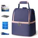 NCVI Breastmilk Cooler Bag with 2 Ice Pack, Breast Pump Bag with Cooler Fits 6 Bottles, Double Layer Breast Milk Baby Bottle Cooler Bag, for Travel, Nursing Mom Daycare, Work, Picnic (Purple)