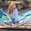 SUPERJARE Hammock with Stand, 2 Person Heavy Duty Hammock with Padded Cotton, Detachable Pillow & Strong Curved-Bar & Portable Carrying Bag, Perfect for Outdoor & Indoor - Dark Cyan