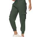 Women's Cargo Hiking Pants Quick Dry Lightweight Elastic Waist Button Pockets Joggers Athletic Sweatpants Travel Casual Olive (Green, S)