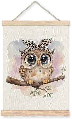 JINYO Owl Wall Decor, Coquette Leopard Bow Owl Wall Art Poster, Owl Decor for Home, Owl Gifts for Owl Lovers, Animal Lover Gifts, Owl Wall Decor Poster for Home Kids Room Playroom Nursery, 12x16 Inch