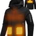 Men's Heated Jacket Winter Waterproof Ski Jacket Insulated Windproof Outdoor Heated Coat Mountain Windbreaker (Medium, Black)
