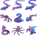 9PCS 3D Printed Dragon 3D Printed Animals Include 3D Printed Snake, Dinosaur, Octopus, Sharks, Turtle, Cobra and 3 Style Dragons, 3D Printed Toys Stuff for Home, Office, Decor Christmas Birthday Gift