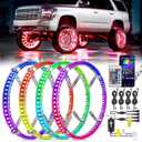 Nilight 4PCS 17.5inch Double Row LED Wheel Ring Lights RGB with APP and Remote Control Neon Light w/Turn Signal and Braking Function Dual Row for Car Van SUV Truck