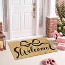 Welcome Mat for Front Door Bow Doormat Outside Entrance Black Bow Mat Outdoor Indoor Non Slip Backing Doormats Low Profile Coquette Entry Rug Floor Matt for Living Room Bedroom Home Decor 16.9"x29.9"