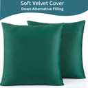 LANE LINEN Fluffy Filled Faux Velvet Throw Pillow Inserts Pack of 2-18 x 18 Inches Green Velvet Cushion Inserts, Made in Canada with 100% Polyester, Easy to Fluff and reshape