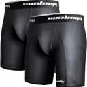 COOLOMG 2-Pack Youth Boys Compression Shorts with Cup Pocket for Baseball Football MMA Lacrosse,NO Cup (Small, Black)