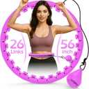 Weighted Hula Circle with 26 Links(56 Inch) for Adults Weight Loss, Infinity Fitness Hoop Plus Size, for Women Smart Exercise Equipment