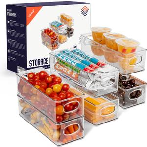 ClearSpace Plastic Pantry Organization and Food Storage Bin Great Kitchen Organization and Kitchen Storage Fridge Organizer Bins, Pantry Storage 6 Pack