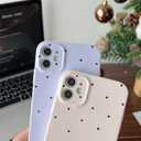 2 x Compatible with iPhone 12 Case Polka Dot Phone Case Cute Aesthetic Design Simple for Women Girl Stylish Shockproof Full Camera Protection Cover - Blue