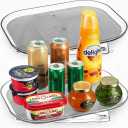 Oizeir Refrigerator Lazy Susan (2PK) - Clear Rectangular Fridge Organizer - Turntable Tray Lazy Susan for Refrigerator - Cabinet & Pantry Organizer - Smooth 360 Rotating Swivel Spinning Fridge Shelf (15.7" x 11.8" - 2-Pack)
