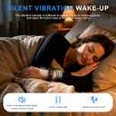 Black Vibrating Alarm Wristband for Heavy Sleepers with Body Temperature Monitoring Waterproof Noiseless Silent Shock Watch USB Rechargeable for Students Sports Won’t Wake Your Partner