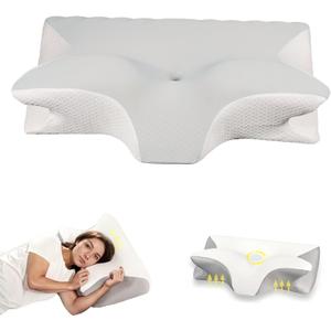 Neckhaven Pillow, Cervical Neck Pillow, Dreamers Relief Pillow for Pain Relief & Sleeping, Ergonomic Contour for Side Sleepers, Necks and Shoulder Support (White)
