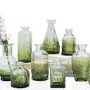 Bud Vases Set of 12,Glass Bud Vases in Bulk,Small Flower Vases for Centerpieces,Mini Vintage Vase for Wedding, Home Table Decor,Christmas,Party Decoration,Green