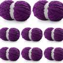 8 Pack Chunky Yarn for Hand Knitting - Chenille Yarn for Crocheting - 224 Yds Chunky Blanket Yarn Jumbo, Thick Fluffy for Knitting Blankets, Super Bulky Yarn 61.6 Oz (Violet)