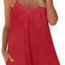 Tanou Summer Casual Rompers For Women 2025 Loose Comfy Short Jumpsuits Sleeveless One Piece Beach Jumpers With Pockets (Medium, Red)