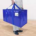 TICONN 6 Pack Extra Large Moving Bags Heavy Duty with Zippers & Carrying Handles, Durable Storage Bags Moving Boxes for Closet Organizers and Storage (6 Pack, Blue)