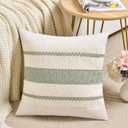 Fancy Homi Set of 1 Sage Green Boho Decorative Throw Pillow Covers 22x22 Inch for Living Room Bedroom Couch Bed Indoors, Rustic Retro Cushion Case 55x55 cm, Bohemian Room Home Decor