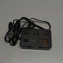 Flat Plug Power Strip Surge Protector, 5ft Ultra Thin Extension Cord with 4 USB Wall Charger(2 USB C Port), 6 Widely-Spaced Outlets Power Strip Compact for Travel, Office, Dorm Room Essentials (Black)