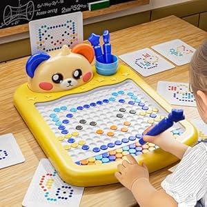 NIPLOOOW Large Magnetic Dots Board for Kids, Montessori Educational Toy with Magnetic Pen, Age 3-8 Years