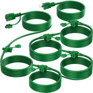 K KASONIC - Outdoor Extension Cord 50 FT, Evenly Spaced 6 Outlets Plugs, 16/3 SJTW Weatherproof Multiple Outlets Wire for Landscaping Light, Holiday Decoration and Christmas, ETL Listed, Green