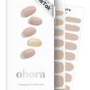 ohora Semi Cured Gel Nail Strips (N Nudist) - Nude, Solid, Works with Any UV/LED Lamps, Salon-Quality, Long Lasting, Easy to Apply & Remove - Includes 2 Prep Pads, Nail File & Wooden Stick