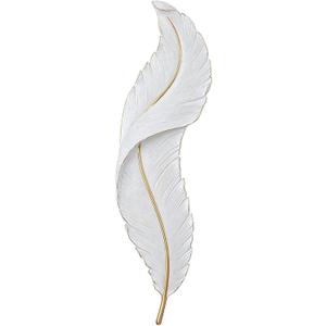 DJAMEL :Creative Wall SconceWhite Resin Feather Decorative Wall Light, LED Indoor Living Room Wall Mounted Light Fixture Lamps for Indoor Living Room Bedroom Hallway (L9.4*W2.7*H35.8(L),)