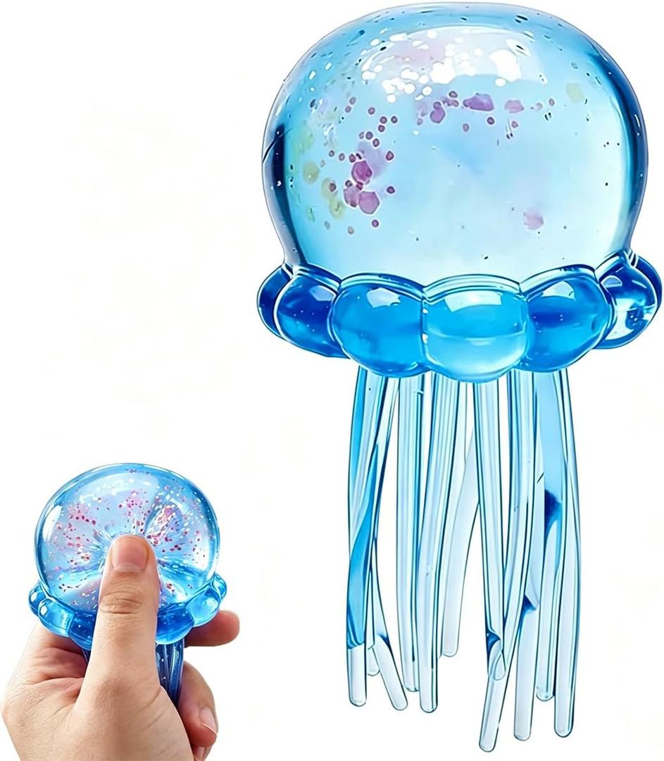 Jellyfish Squeeze Toys, Relieve Stress, Slow Rise Squishy, Ultra Moldable Stress Relief Sensory Toy for Adults (Blue)
