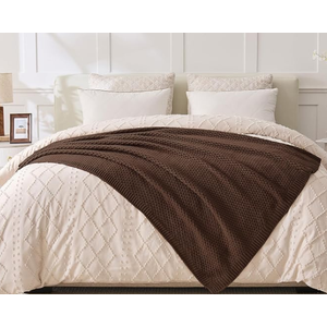 OnesCosy Dark Brown Throw Blanket, Moss Knit, 60" x 80", Chocolate Brown
