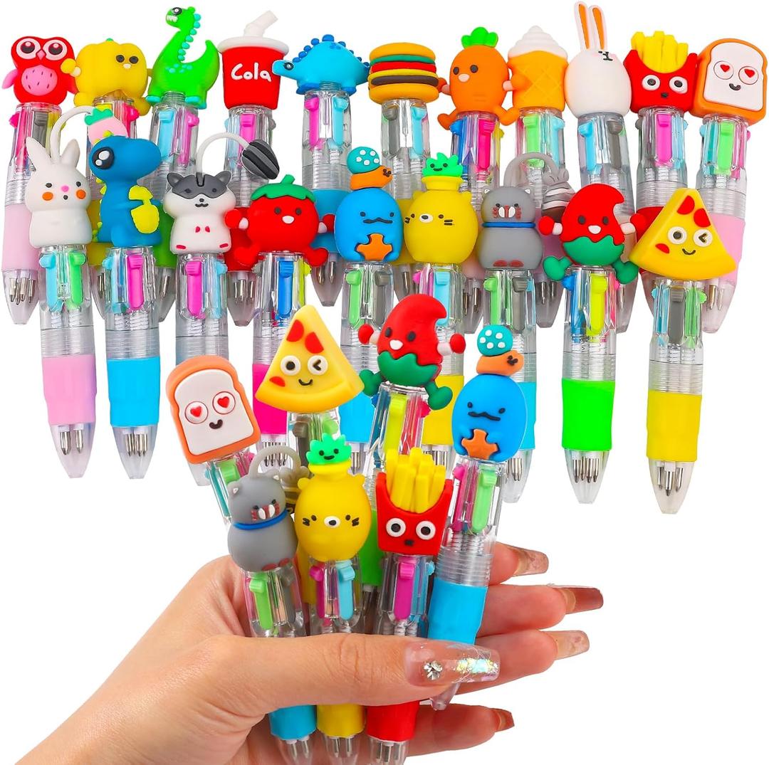 Set of 20 Mini Multicolor Pens in One 4-in-1 Cute Pens Bulk for Kids, Fun Kawaii Ballpoint Pen for Birthdays and Children's Party Favors Gifts, Teacher School Supplies