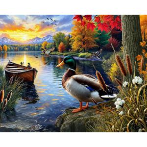 Springbok Mallard Morning Glow 1000 Piece Jigsaw Puzzle for Adults - Duck by the Lake - Unique Cut Pieces - Made in USA