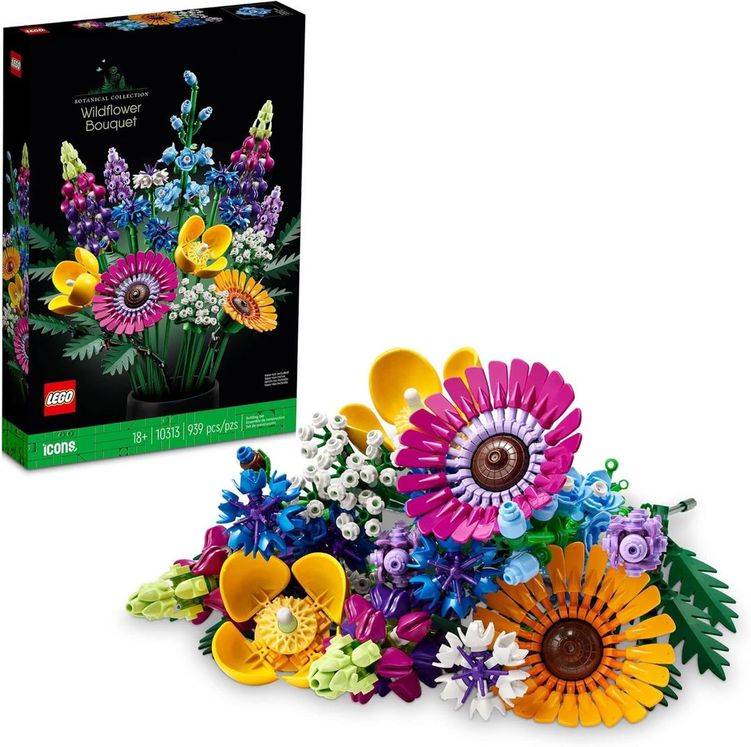 LEGO Botanicals Artificial Wildflower Bouquet - Fake Indoor Flowers Building Set for Home, Kitchen, Desk Decoration, Adults Ages 18+ - Gift for Graduation - 10313