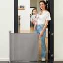 Momcozy Auto Lock Retractable Baby Gate, Safety Gate for Baby and Pet, 33 Tall, Extends to 55 Wide, Mesh Safety Dog Gate for Stairs, Indoor, Outdoor, Doorways, Hallways (Gray)