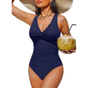 Holipick Women Tummy Control One Piece Swimsuit - Push Up Bathing Suit Full Coverage Slimming Swimwear, Medium