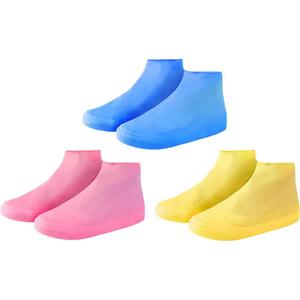 3 Pair Silicone Waterproof Reusable Non Slip Overshoes Resistant Rain Boots for Men and Women, M