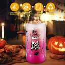 Cowboy Ghost Cup, Spooky Halloween Gifts for Women, Cute Western Cowgirl Tumbler, 16 oz Coffee Glass Cup with Lid & Straw (White-Pink)