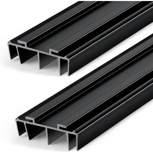 Pangda 2 Pcs Under Door Seal Door Bottom Seal 36" Long 1 3/4" Wide Kerf Strip Weather Stripping Sweep Draft Stopper Channel Replacement with Fins Vinyl Draft Blocker for Exterior Interior Home(Black)