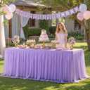 Lavender Tulle Tablecloth for 8 Foot Rectangular Table 8ft Light Purple Rectangle Table Cloth Wrinkle Free Tablecover with Tutu Skirt for Wedding Birthday Party Baby Shower Banquet Buffet Cake Event