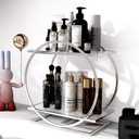 YGJT Bathroom Counter Organizer, 2 Tier Perfume Organizers for Dresser, Makeup Organizer Countertop for Vanity, Skincare Organizers Perfume Holder Tray Cosmetic Display Rack, Gifts for Women(Silver)